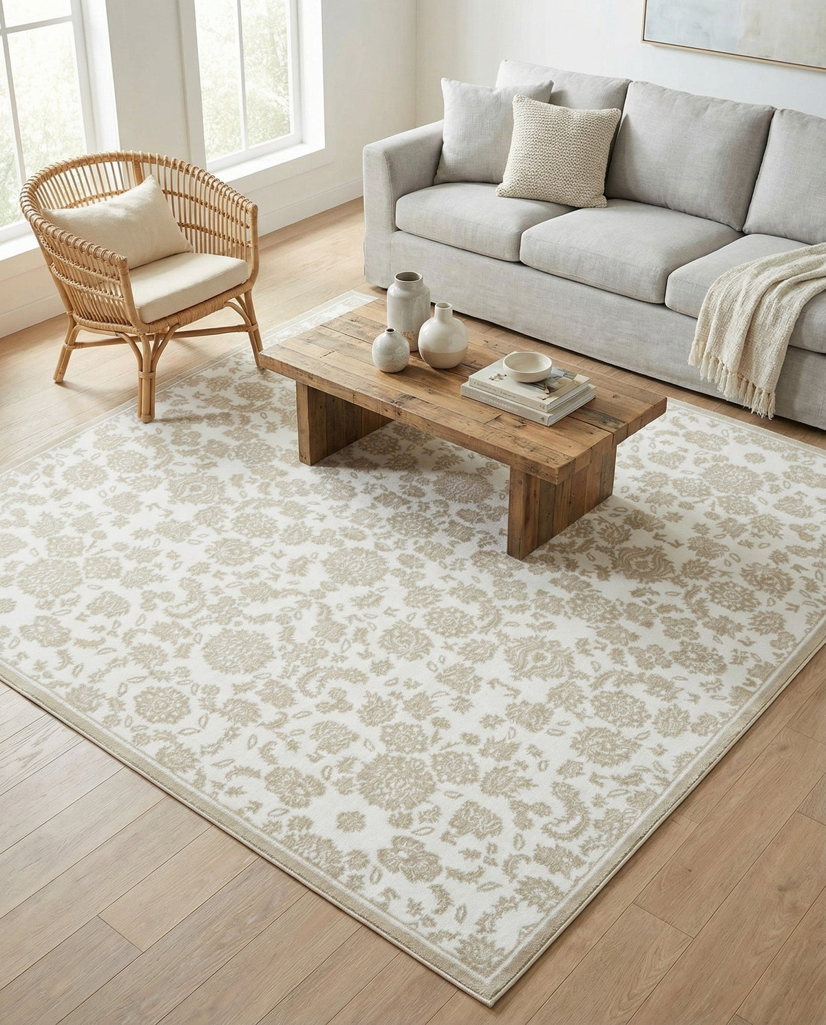 Andes Summit Collection Area Rug -  Chimborazo Square White Brown  lifestyle 144