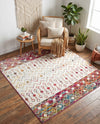 Mediterranean Lattice Collection Area Rug -  Casablanca (Ivory Multi) Square Ivory Multi  lifestyle 39