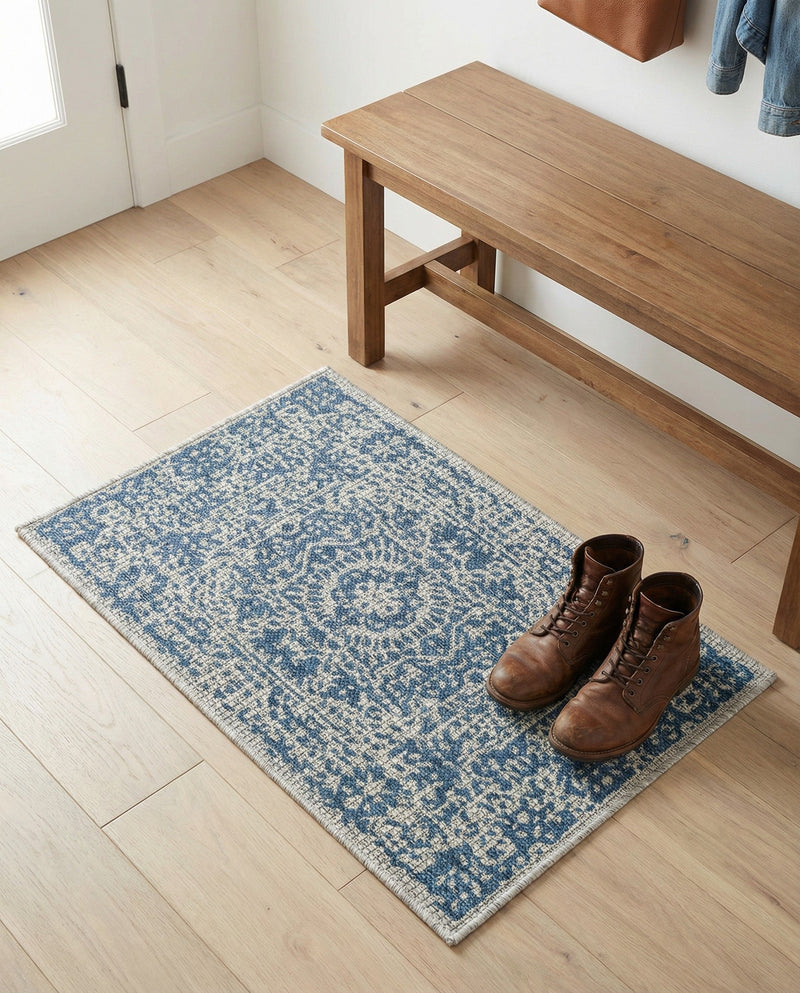 Patio Heritage Collection Area Rug - Savannah (Blue) Rectangle Blue  lifestyle 6