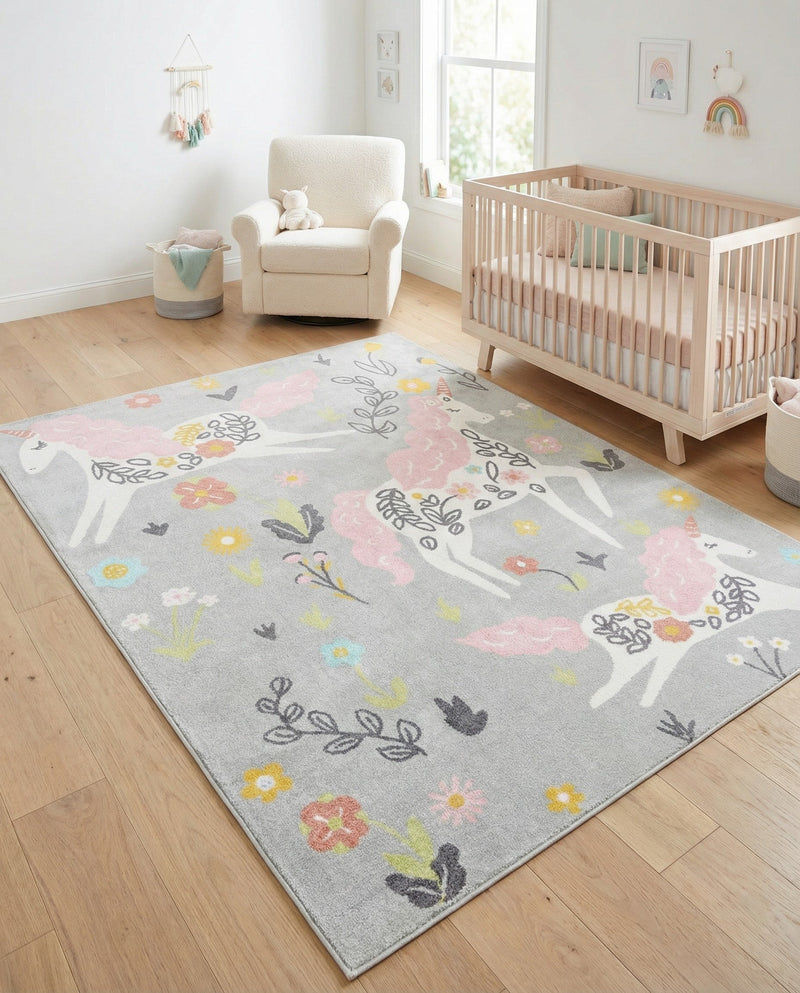 Wonder Tykes Collection Area Rug -  Hued Rectangle Gray  lifestyle 12