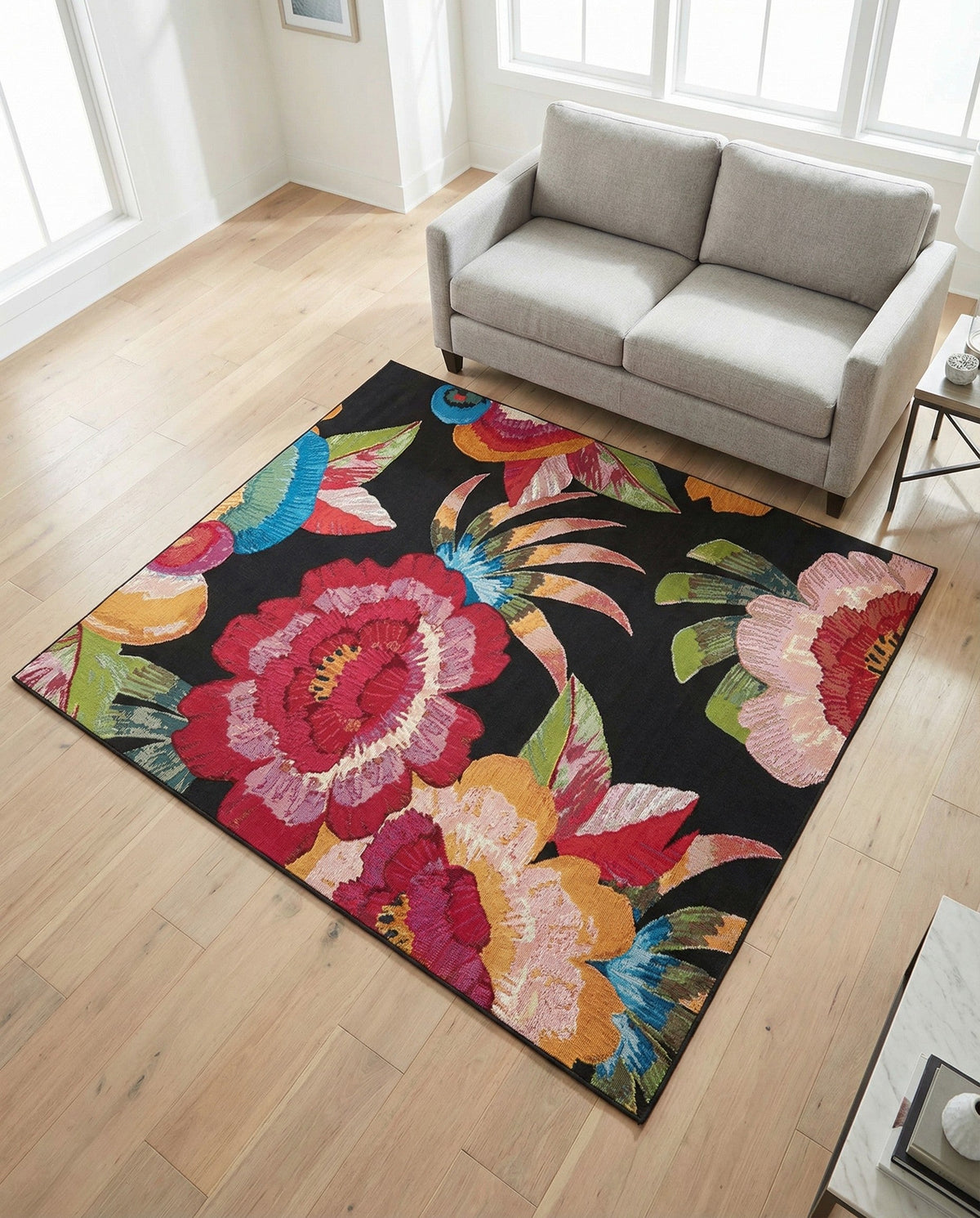 Seaside Blooms Collection Area Rug -  Versailles Square Multi  lifestyle 113