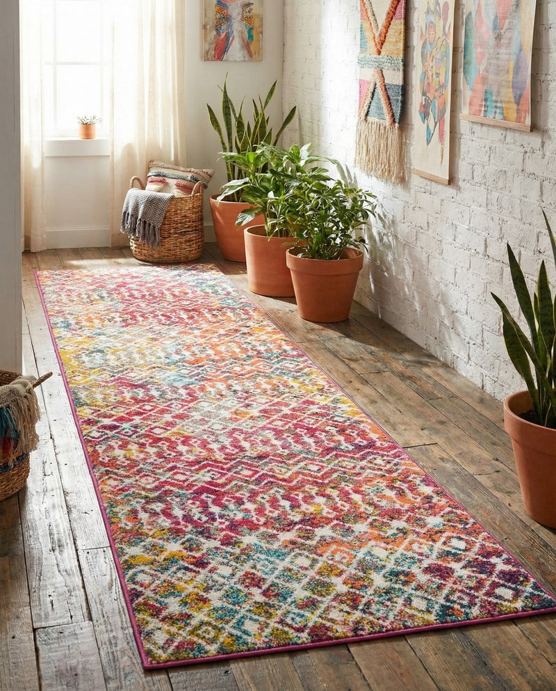 Mediterranean Lattice Collection Area Rug - Santorini (Multi) Runner Multi  lifestyle 66