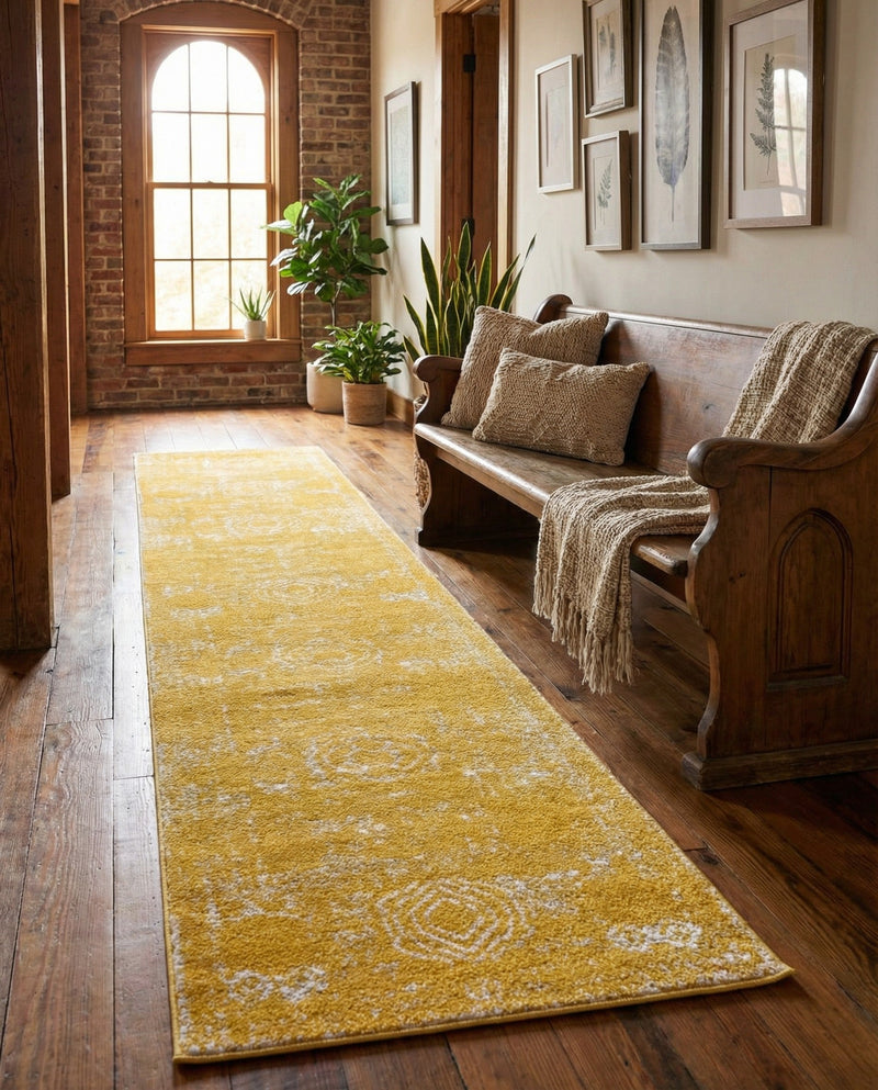 Dover Terrace Collection Area Rug -  Lagoon (Yellow) Runner Yellow  lifestyle 58