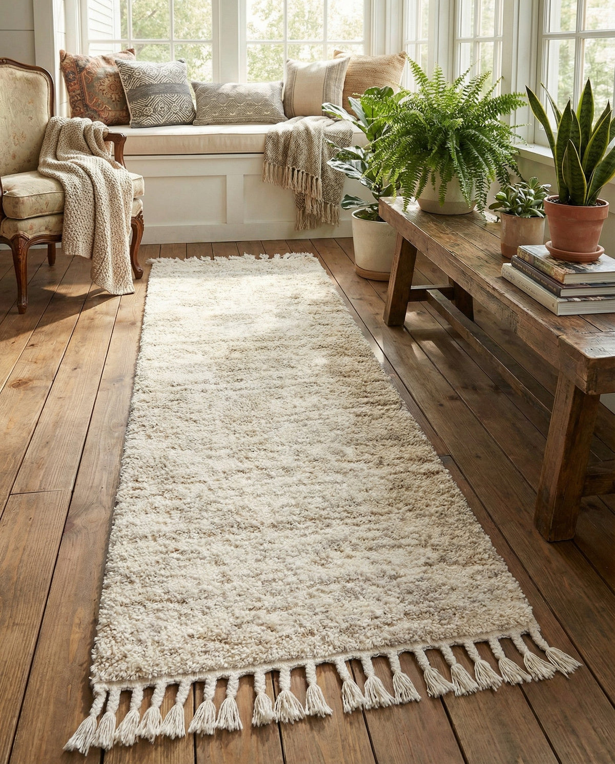 Cozy Cove Shag Collection Area Rug -  Harbor Runner Ivory  lifestyle 127