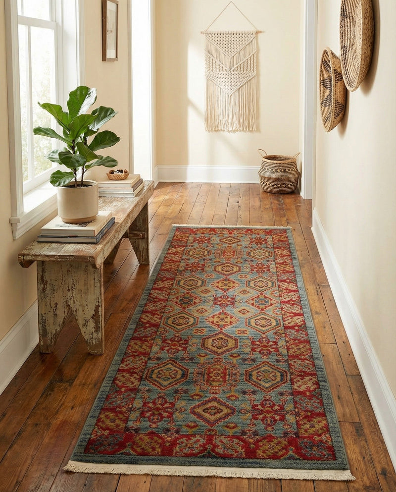 Persian Elegance Collection Area Rug -  Nain Runner Light Blue  lifestyle 22