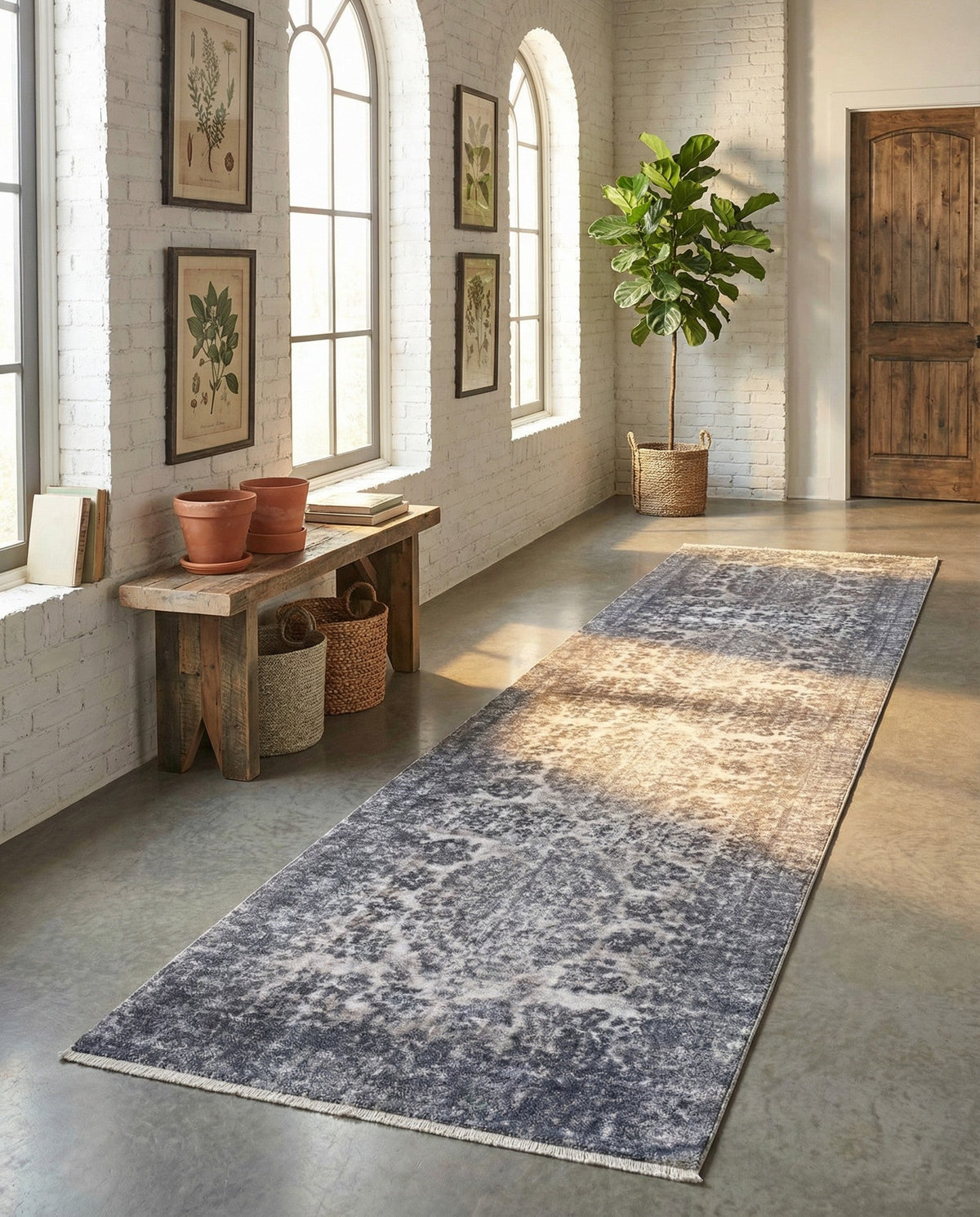 Bazaar Chic Collection Area Rug -  Asilah Runner Gray and Blue  lifestyle 41