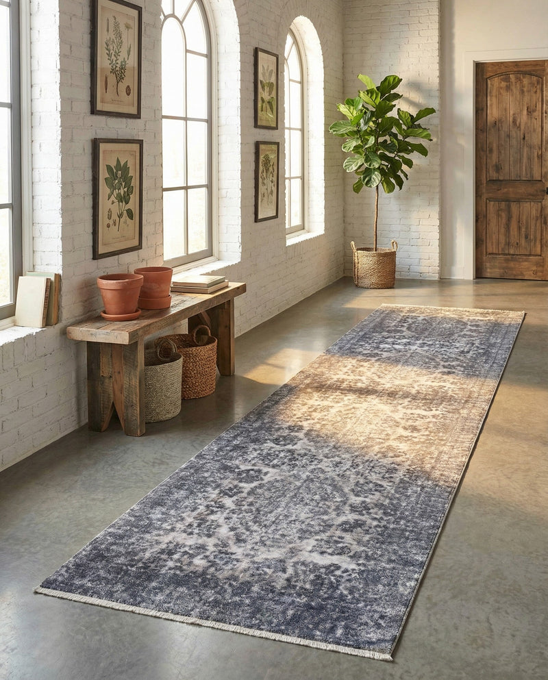 Bazaar Chic Collection Area Rug -  Asilah Runner Gray and Blue  lifestyle 41