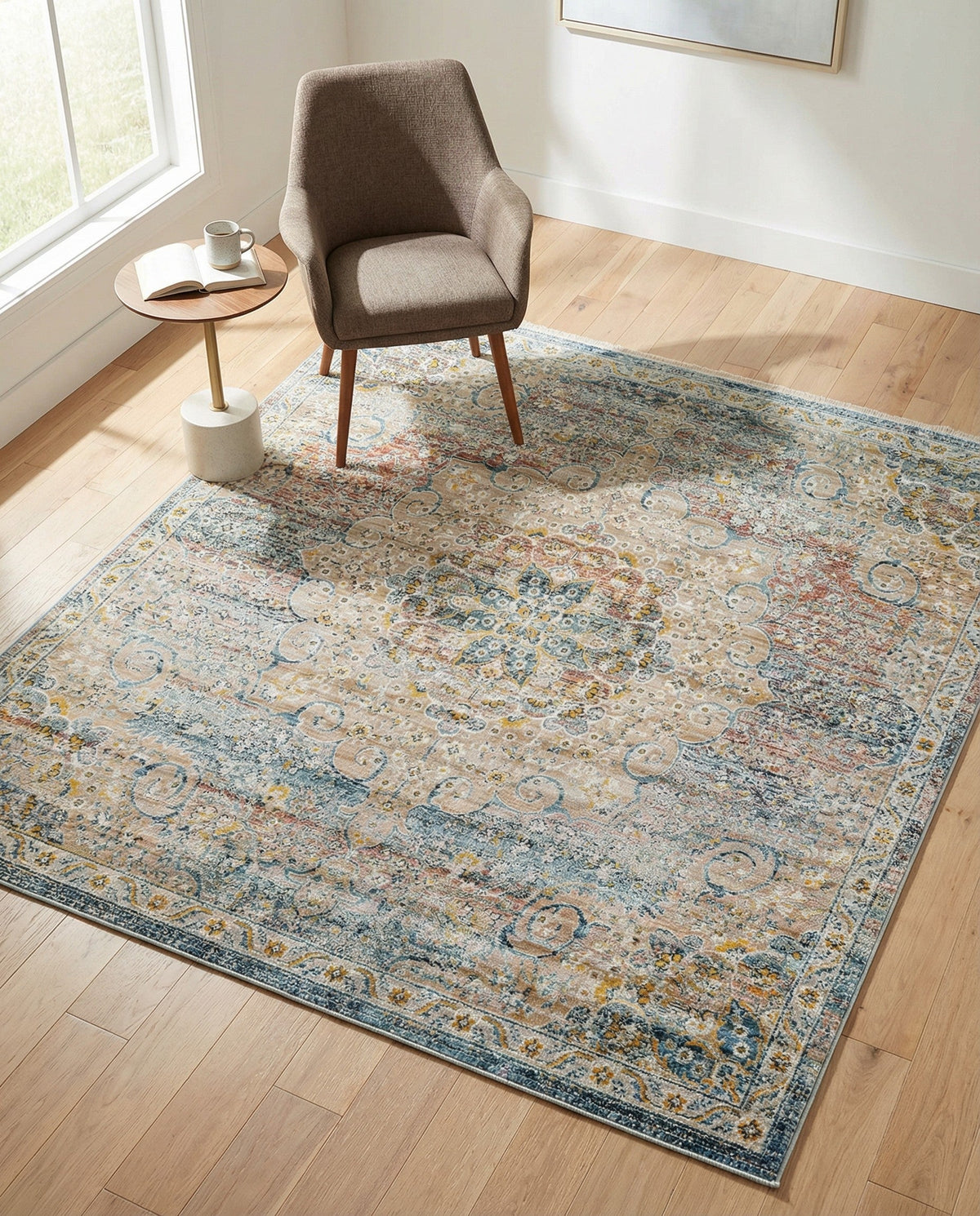 Coastal Haven Collection Area Rug - Seabreeze (Multi) Square Multi  lifestyle 82