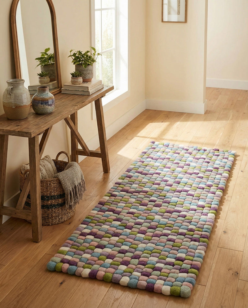 Woolen Sphere Collection Area Rug - Orbsburg (Pink and Purple) Runner Pink and Purple  lifestyle 27
