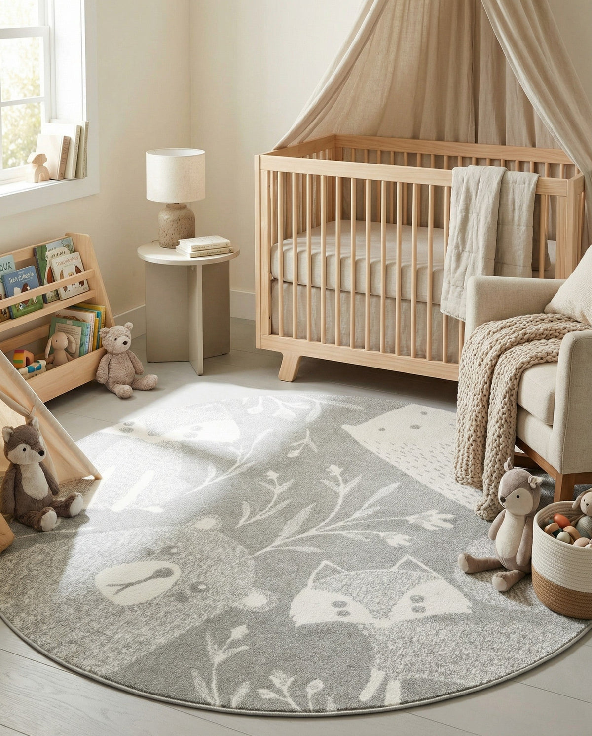 Wonder Tykes Collection Area Rug -  Quirky Round Gray  lifestyle 102