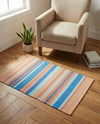 Coastal Stripe Dhurrie Collection Area Rug - Seashore Rectangle Multi  lifestyle 29
