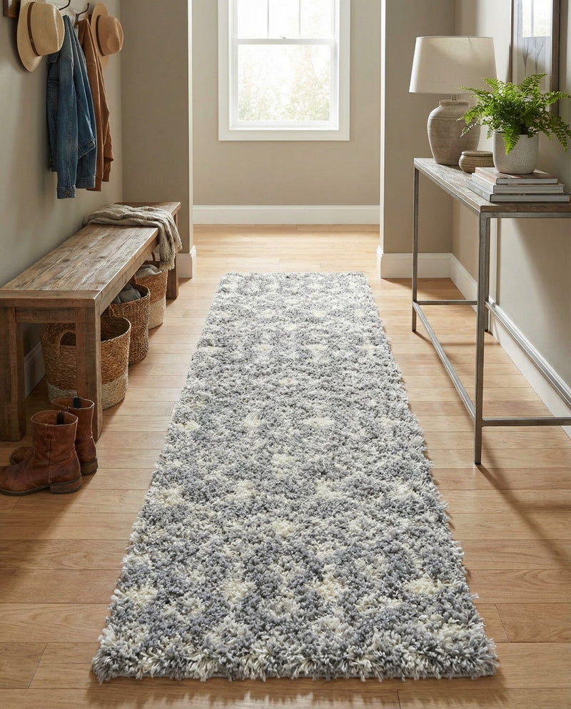 Berber Lattice Shag Collection Area Rug - Atlas (Gray) Runner Gray  lifestyle 60