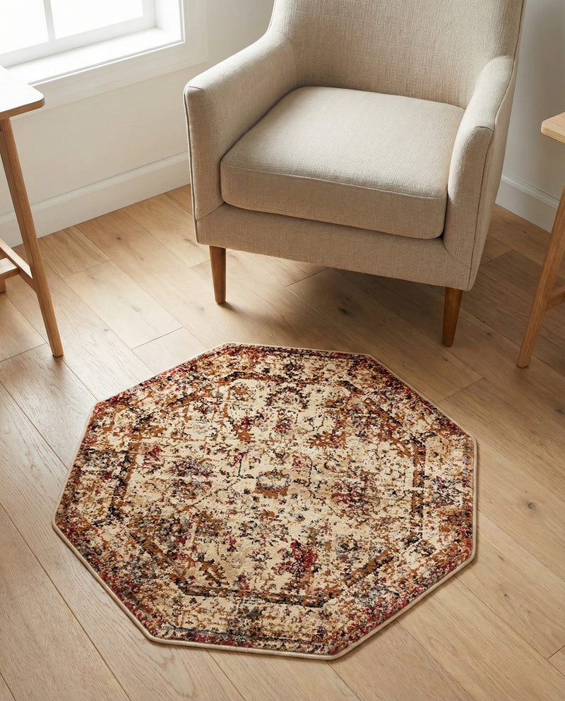 Neptune Elegance Collection Area Rug -  Galatea (Beige Cream) Octagon Beige Cream  lifestyle 69