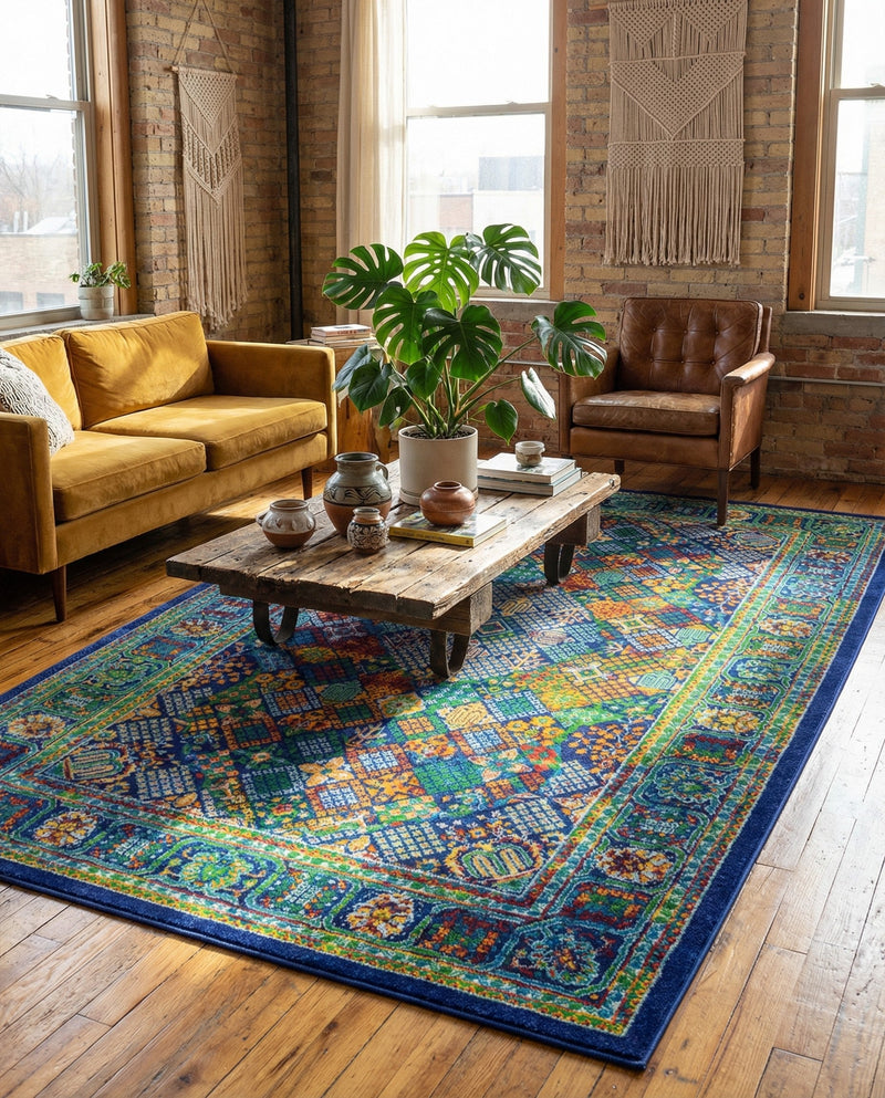Caribbean Cove Collection Area Rug -  Mustique Rectangle Navy Blue  lifestyle 36