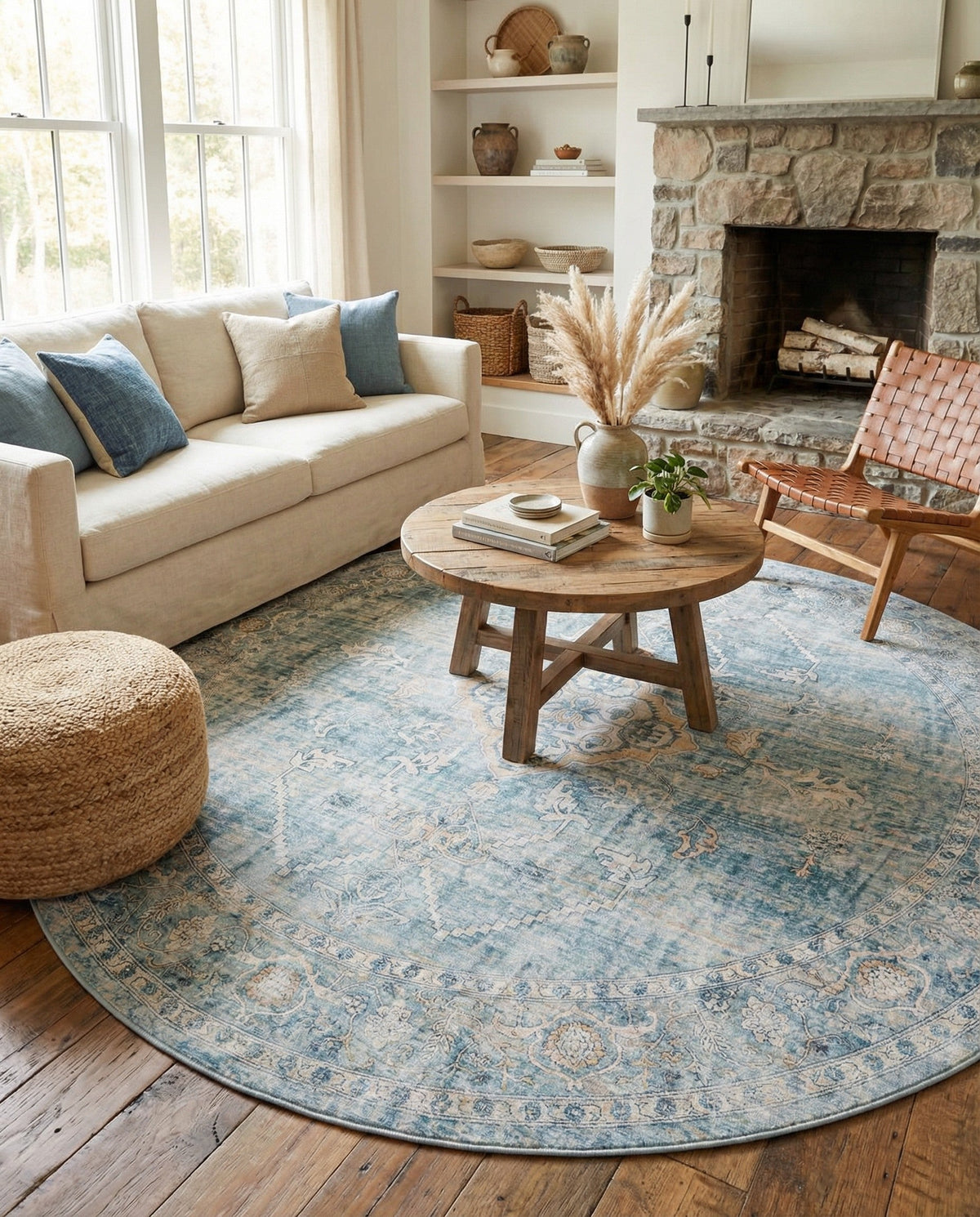 Coastal Haven Collection Area Rug -  Marina Round Blue  lifestyle 204
