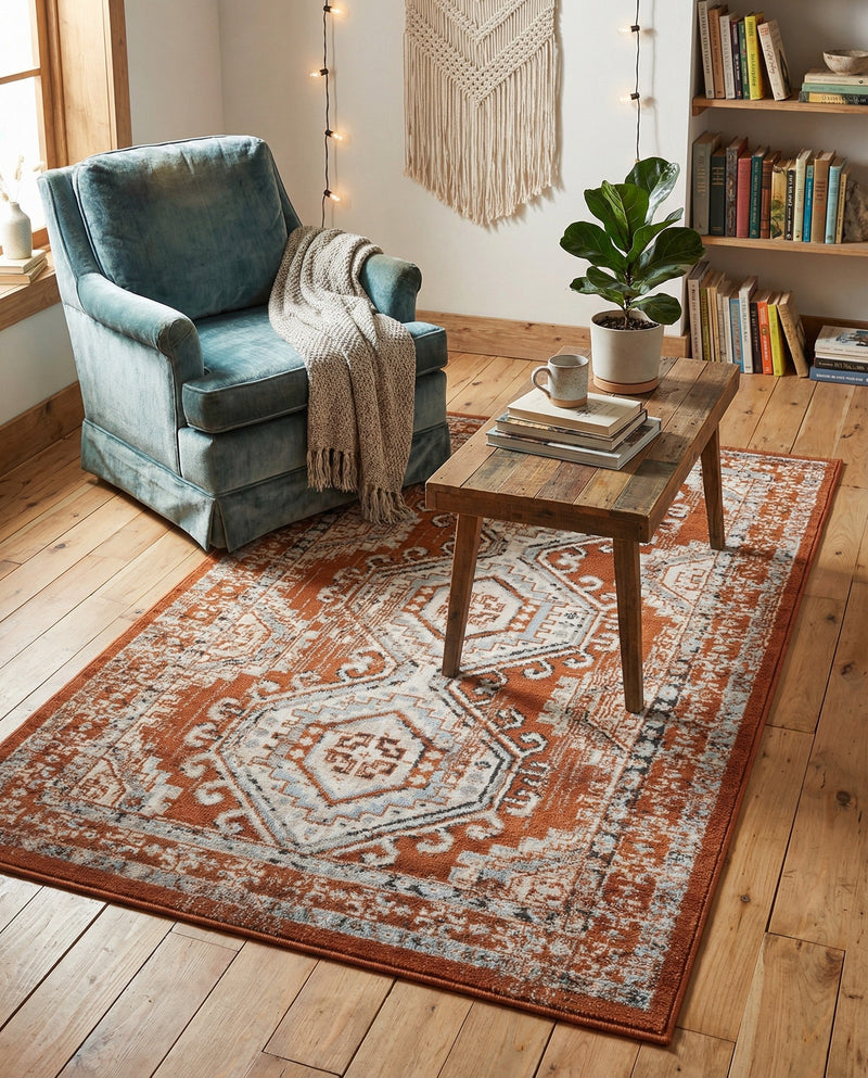 Savannah Elegance Collection Area Rug -  Tybee (Terracotta) Rectangle Terracotta  lifestyle 30