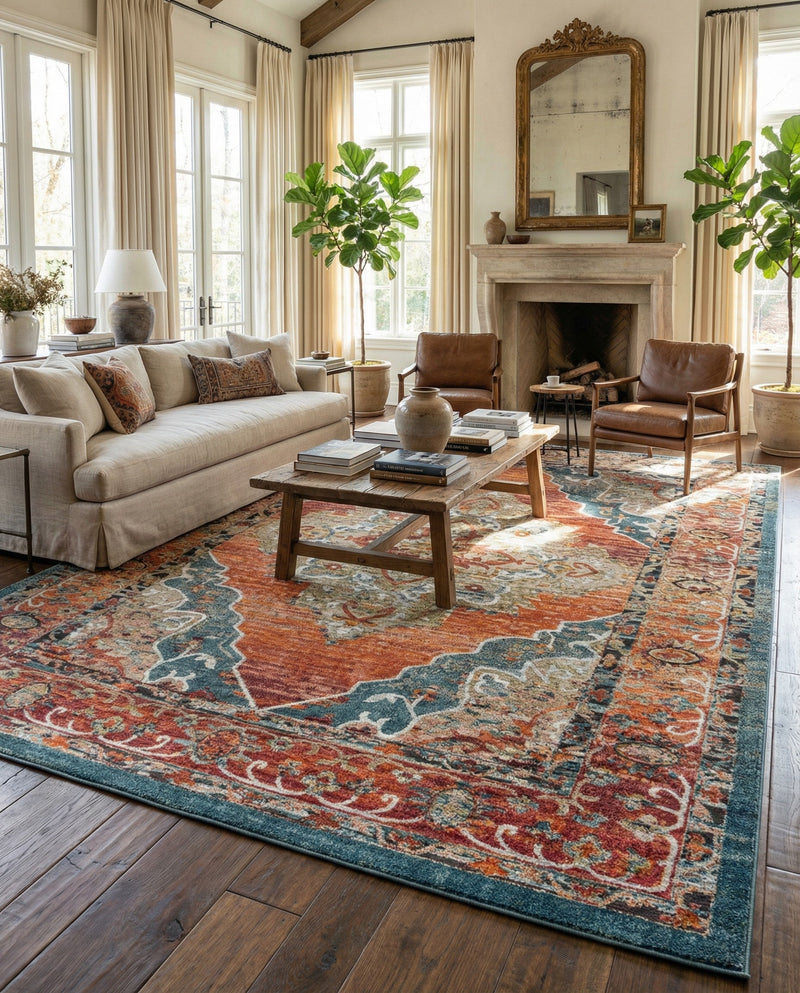 Savannah Soiree Collection Area Rug - Serengeti (Rust Red) Rectangle Rust Red  lifestyle 13