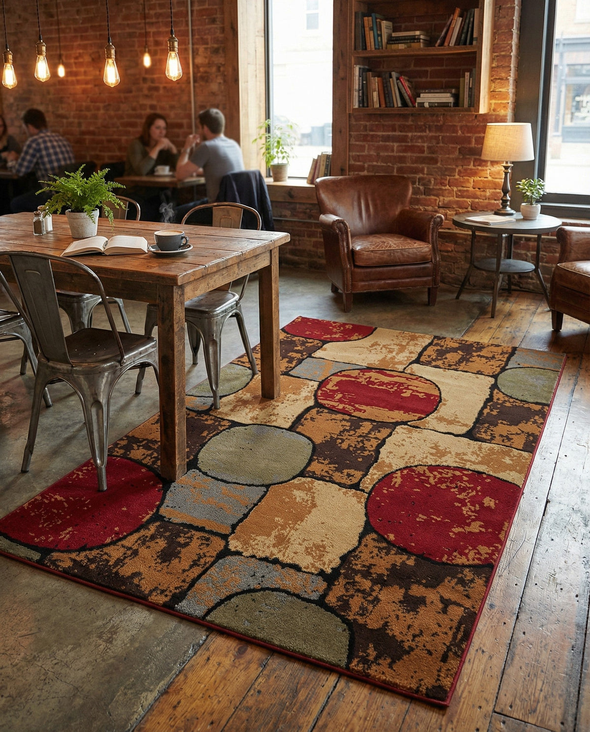 Bistro Lounge Collection Area Rug -  Cappuccino Rectangle Multi  lifestyle 18