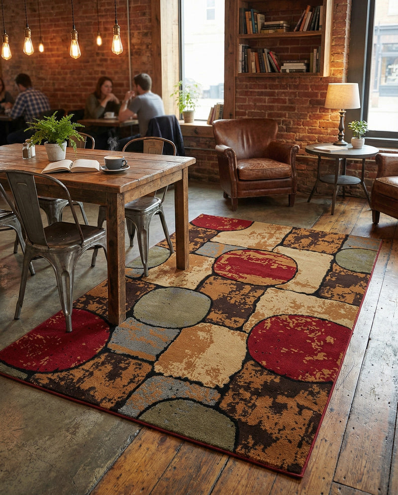 Bistro Lounge Collection Area Rug -  Cappuccino Rectangle Multi  lifestyle 18
