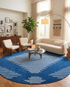Seychelles Stripes Collection Area Rug - Mahe (Navy Blue) Round Navy Blue  lifestyle 36