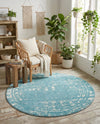 Brighton Stripes Collection Area Rug - Sussex (Light Blue) Round Light Blue  lifestyle 55