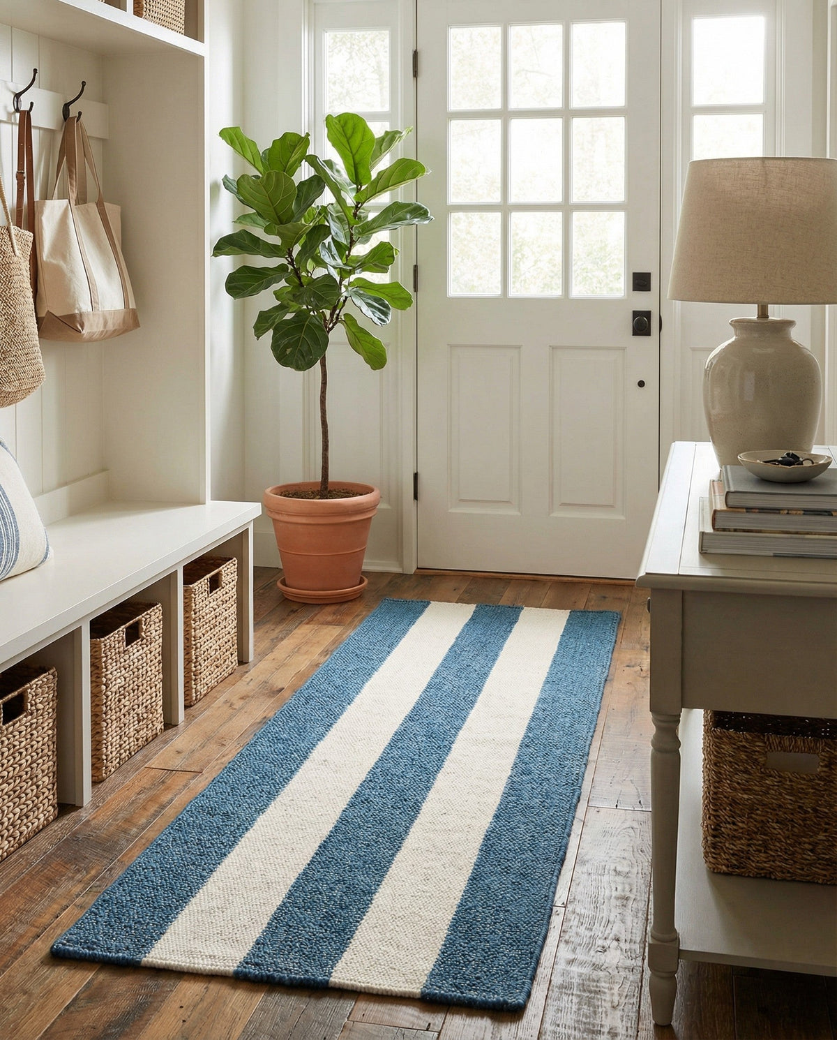 Martha's Vineyard Blueprints Collection Area Rug - Edgartown Runner Sky blue  lifestyle 191
