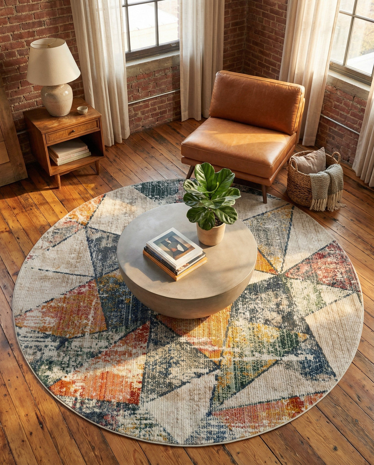 Jewel Oasis Collection Area Rug -  Topaz Round Multi  lifestyle 83