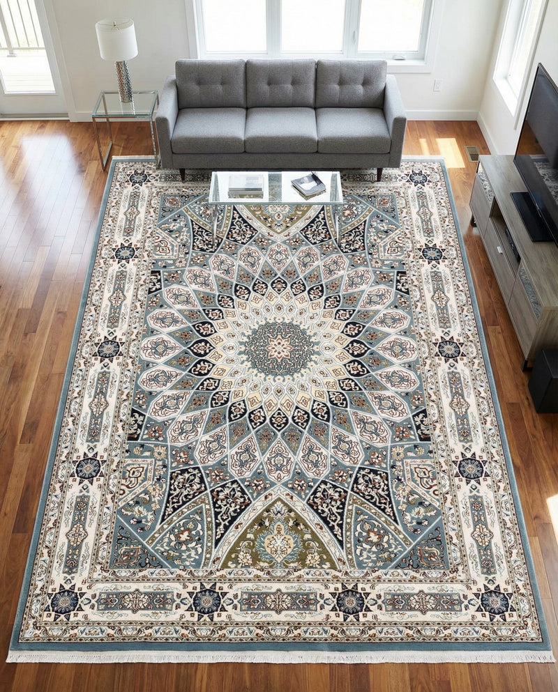 Persian Elegance Collection Area Rug -  Hamedan (Blue) Rectangle Blue  lifestyle 9