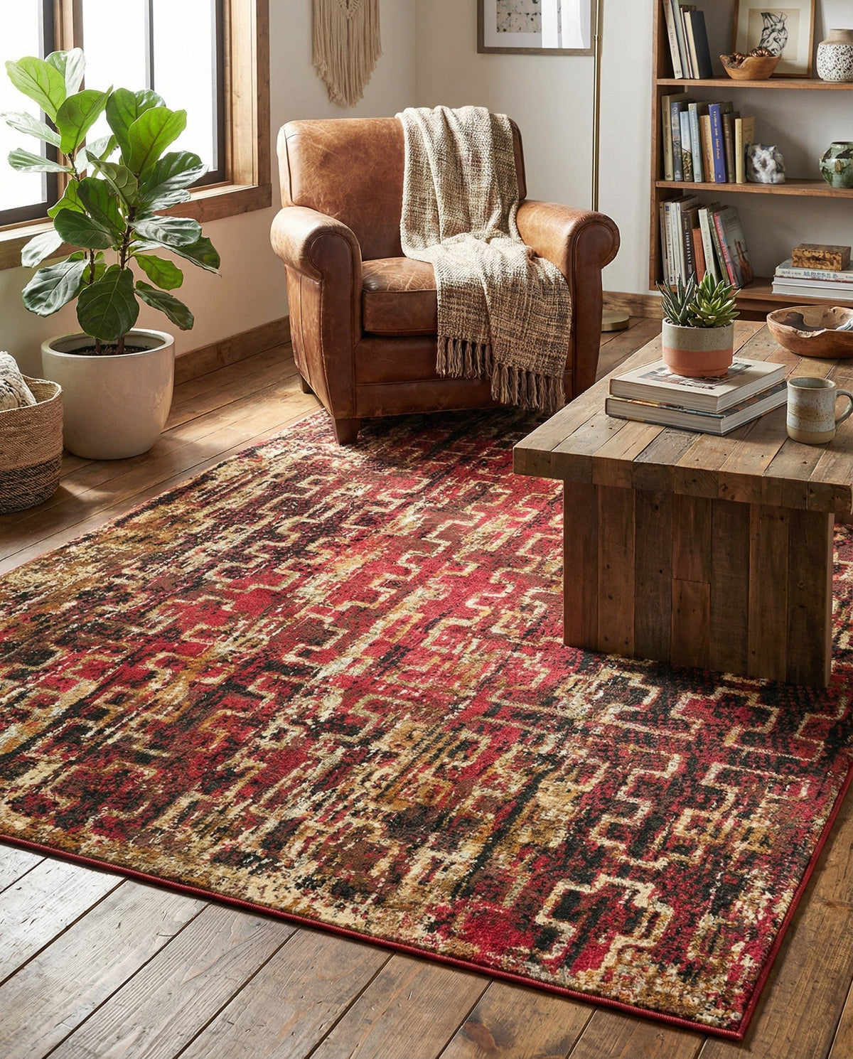 Neptune Elegance Collection Area Rug -  Proteus Rectangle Burgundy  lifestyle 29