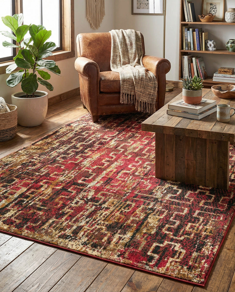 Neptune Elegance Collection Area Rug -  Proteus Rectangle Burgundy  lifestyle 29