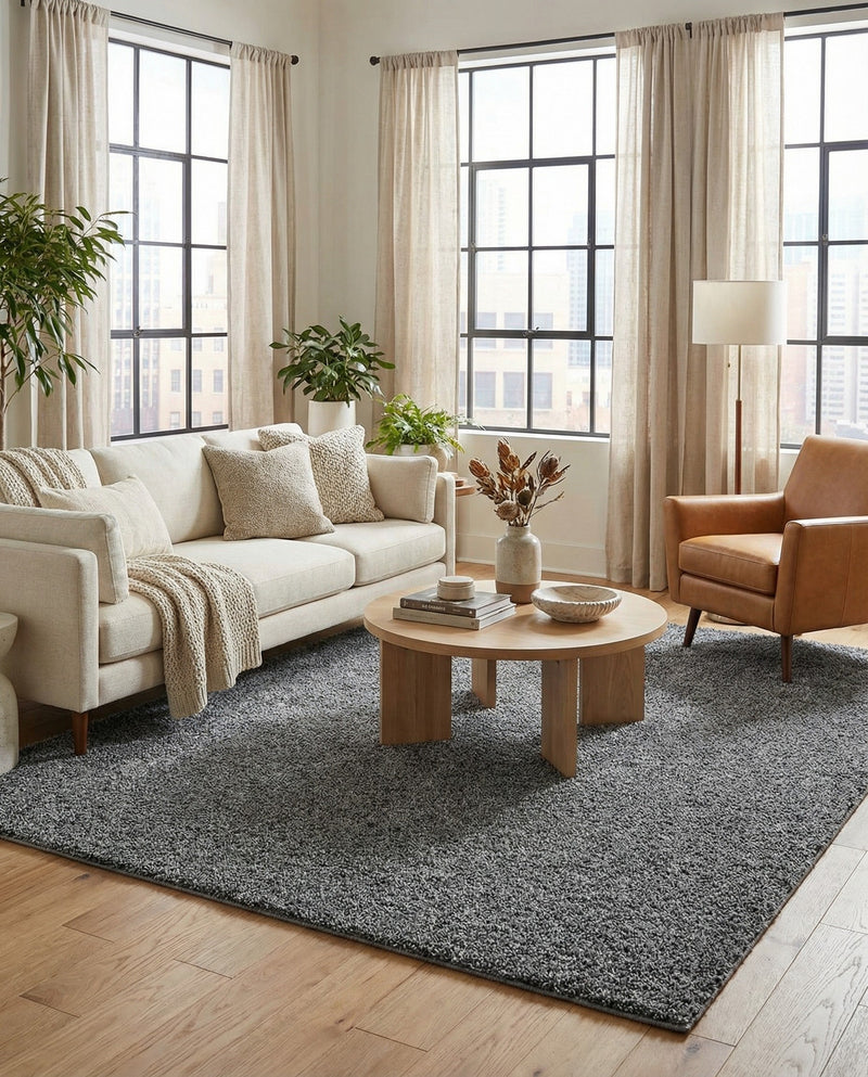 Cozy Comfort Shag Collection Area Rug - Haven (Pebble Gray) Rectangle Pebble Gray  lifestyle 16
