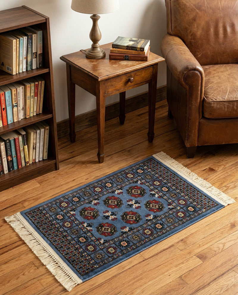 Samarkand Elegance Collection Area Rug -  Margilan (Blue) Rectangle Blue  lifestyle 10