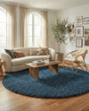 Alpine Plush Collection Area Rug -  Cortina (Marine Blue) Round Marine Blue  lifestyle 40