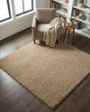 Cozy Comfort Shag Collection Area Rug - Haven (Khaki) Square Khaki  lifestyle 48