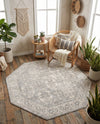 Seville Stripes Collection Area Rug -  Granada (Gray) Octagon Gray  lifestyle 74