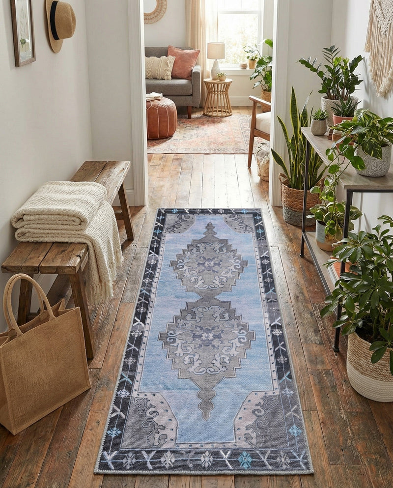 Heritage Elegance Collection Area Rug -  Winterthur (Blue Gray) Runner Blue Gray  lifestyle 52