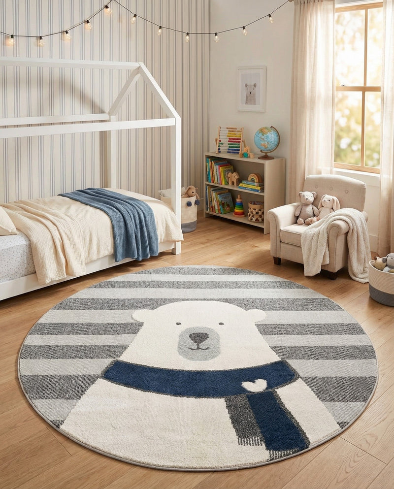 Wonder Tykes Collection Area Rug -  Dreamland Round Gray  lifestyle 52