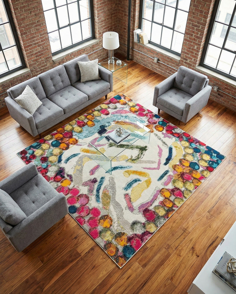 Colorburst Oasis Collection Area Rug -  Calypso Square Multi  lifestyle 75