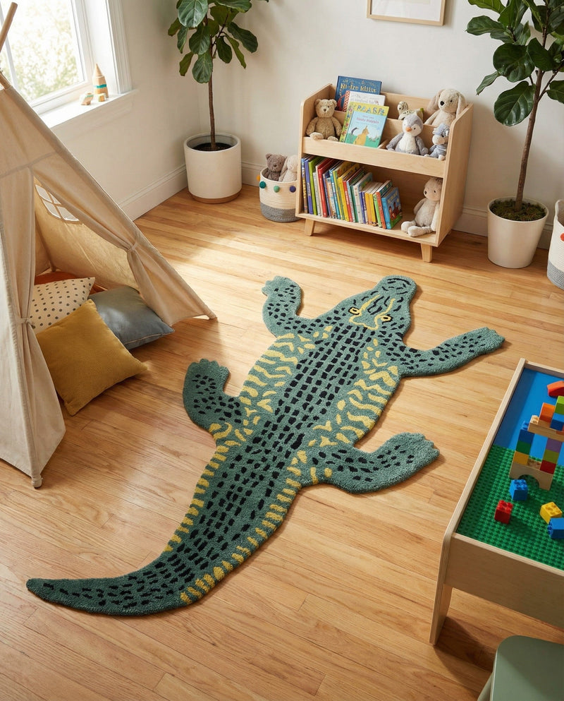 Whimsy Wonders Wool Collection Area Rug -  Bayou Rectangle Green  lifestyle 3