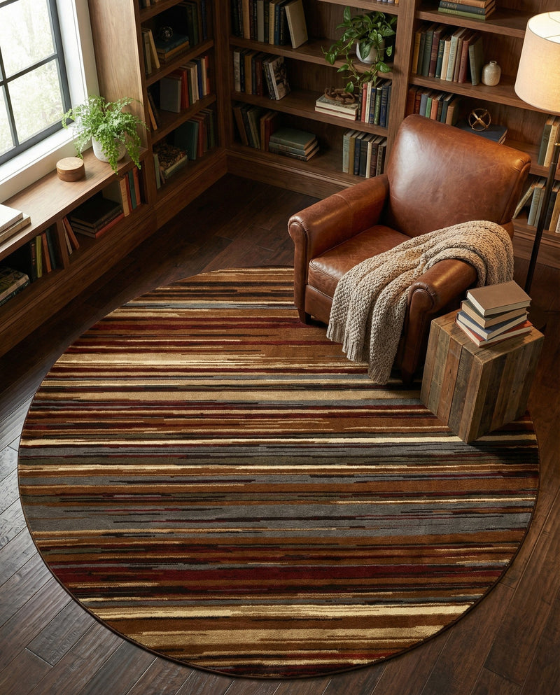Bistro Lounge Collection Area Rug -  Americano Round Beige  lifestyle 48