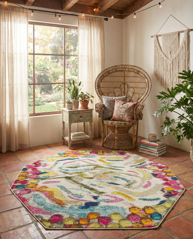 Colorburst Oasis Collection Area Rug -  Calypso Octagon Multi  lifestyle 42