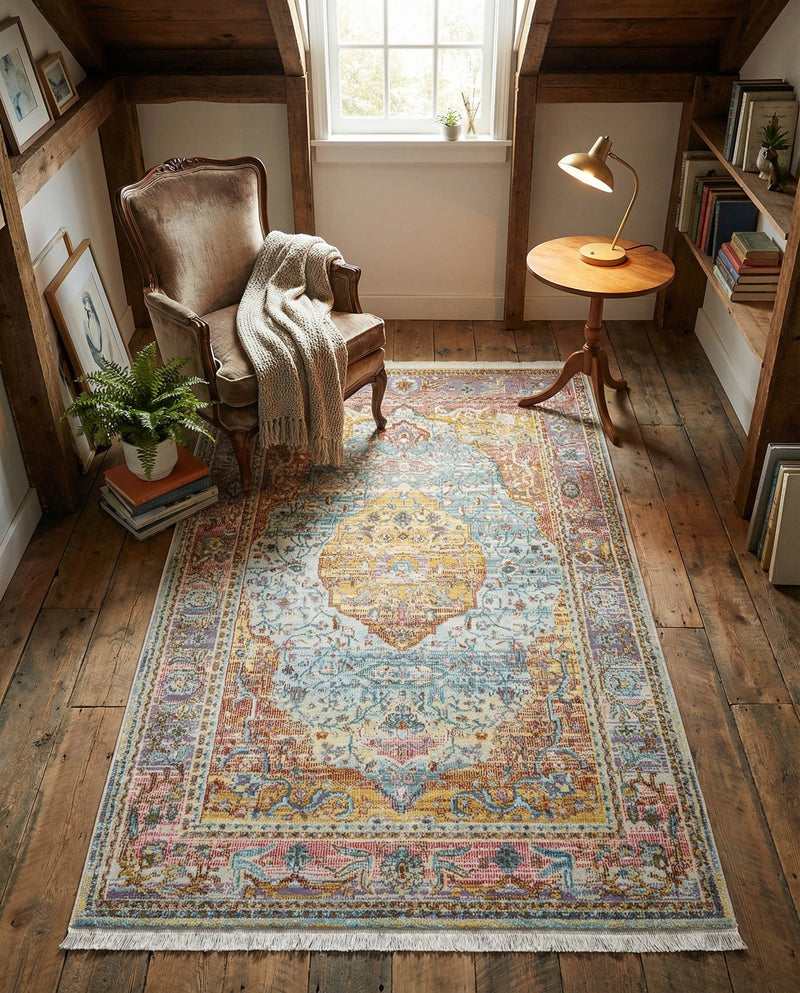 Caribbean Breeze Collection Area Rug -  Vieques Rectangle Light Blue  lifestyle 37