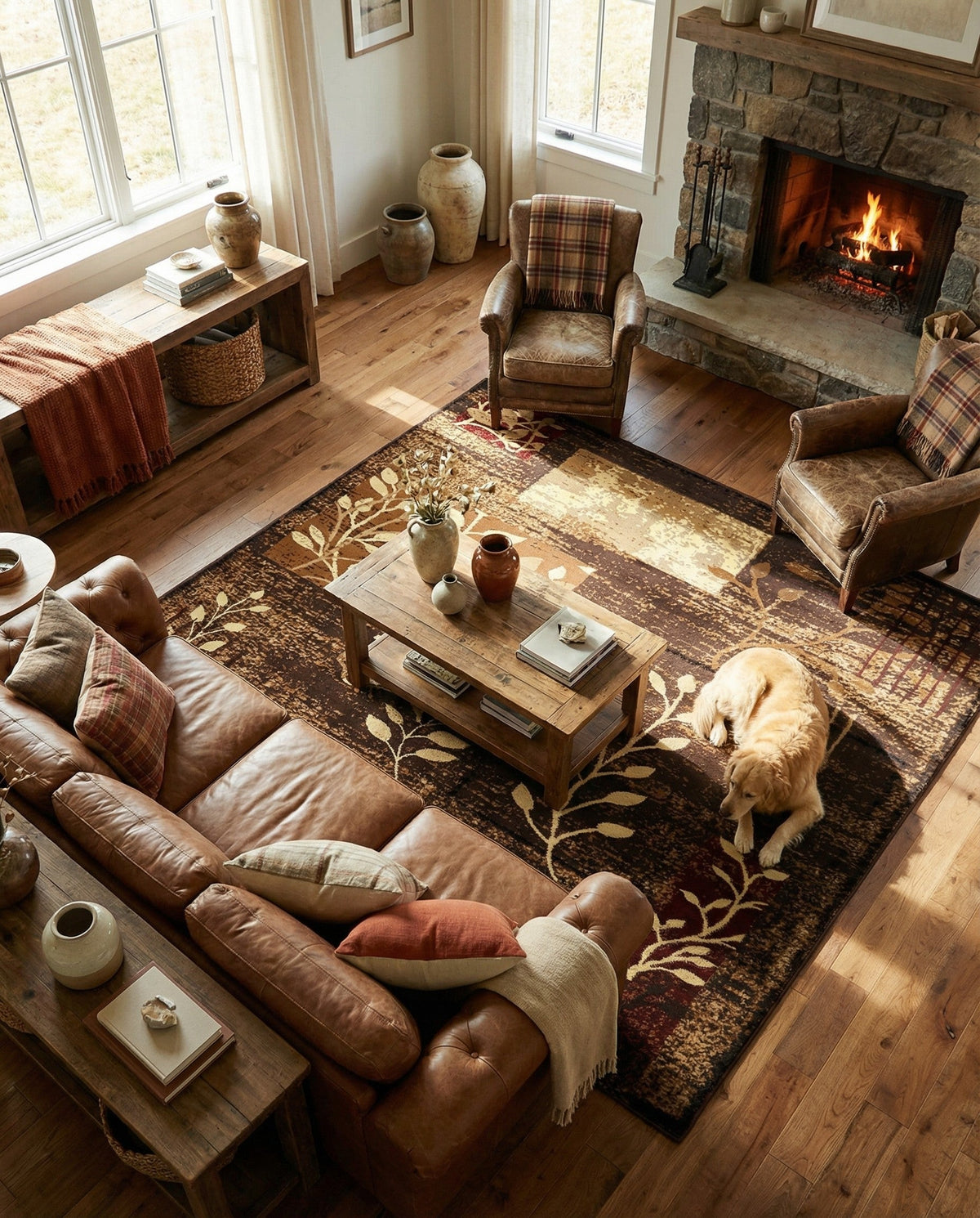 Bistro Lounge Collection Area Rug -  Affogato Rectangle Brown  lifestyle 13