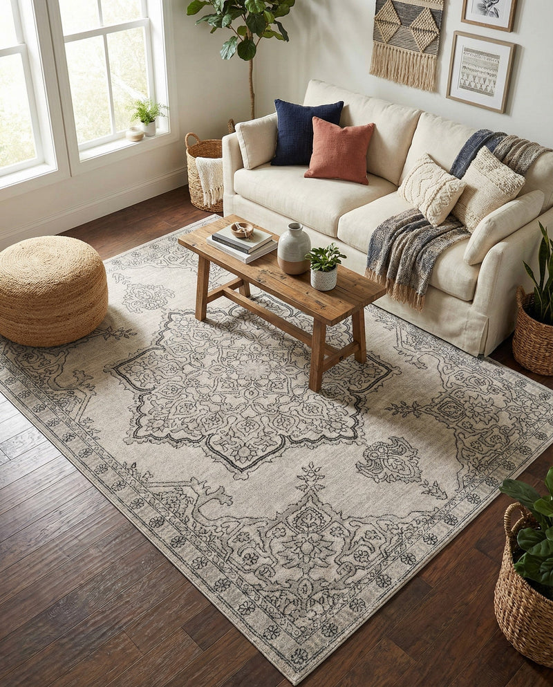 Mykonos Manor Collection Area Rug -  Tinos (Ivory) Rectangle Ivory  lifestyle 5