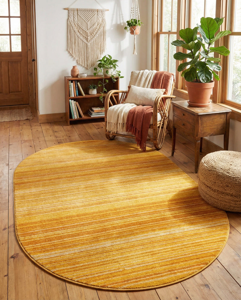 Jewel Oasis Collection Area Rug - Sapphire (Yellow) Oval Yellow  lifestyle 29