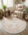 Parisian Elegance Collection Area Rug - Versailles (Rose Pink) Round Rose Pink  lifestyle 60
