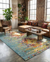 Venetian Tapestry Collection Area Rug -  SanMarco Rectangle Turquoise  lifestyle 36