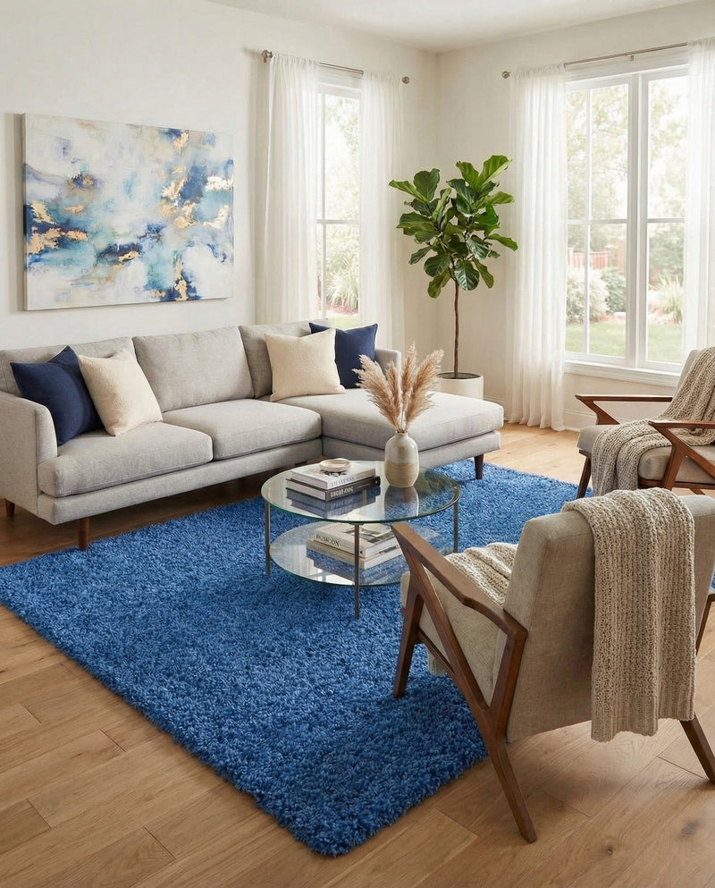 Plush Oasis Collection Area Rug - Serenity (Periwinkle Blue) Rectangle Periwinkle Blue  lifestyle 31