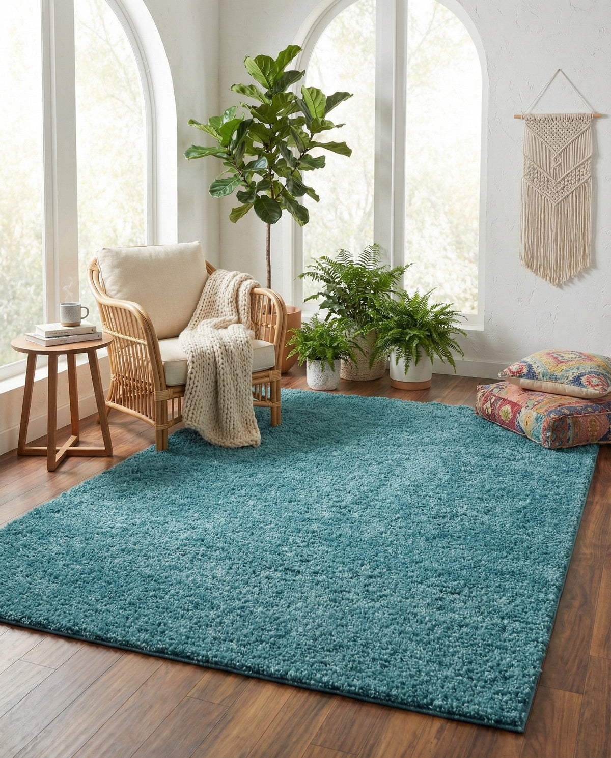 Cozy Comfort Shag Collection Area Rug - Haven (Turquoise) Rectangle Turquoise  lifestyle 22