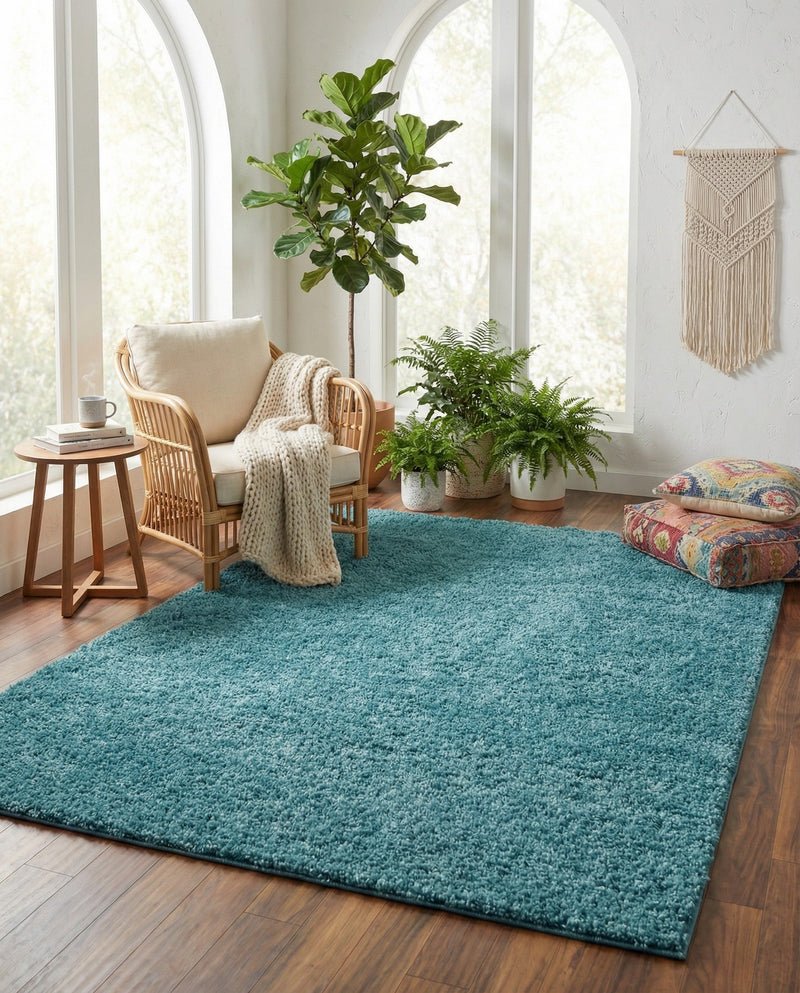 Cozy Comfort Shag Collection Area Rug - Haven (Turquoise) Rectangle Turquoise  lifestyle 22